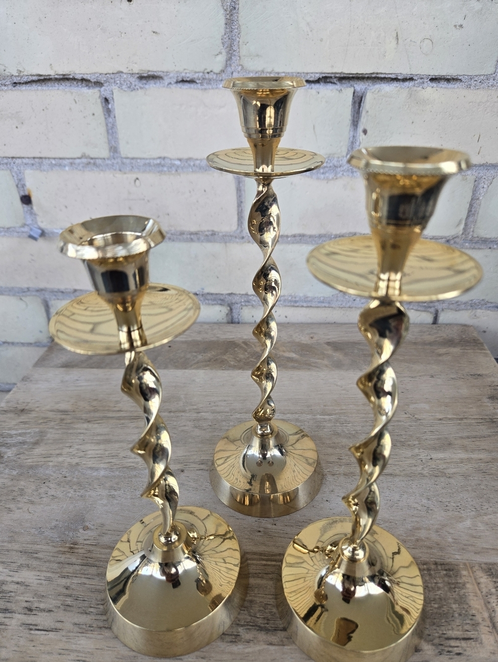 Twisted Brass Candle Holders - Picture 5 of 5